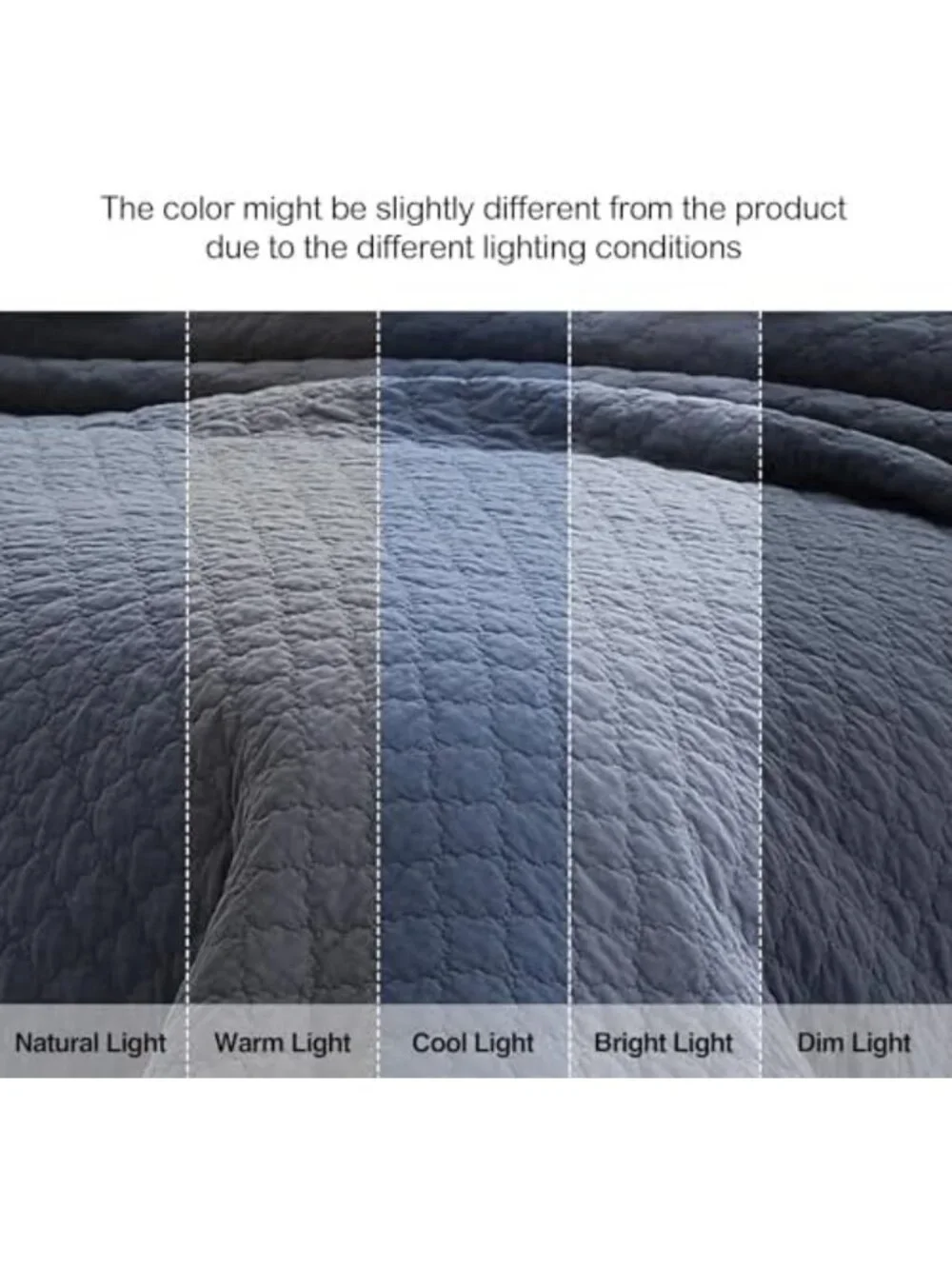 Soft Lightweight Cotton Quilt Set, Queen Size, Steel Blue, 3-Piece Bedding with